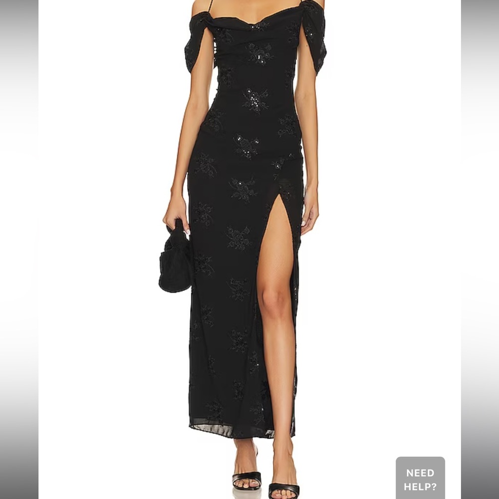 Yvanna Embroidered Maxi Dress in Black ; LPA from Revolve